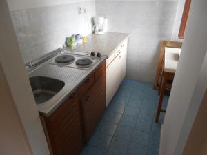 mała kuchnia ze zlewem i kuchenką w obiekcie Guesthouse Kuća na šterne w mieście Lovran