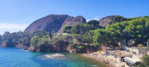a group of people on a beach in the water at Chambre d'hôtes Chante Cigale in La Ciotat