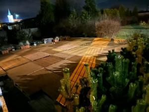 Un jardín con cactus en un patio por la noche. en Kwatera Kryształowa, en Poniec