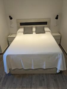 - une chambre avec un lit blanc et 2 oreillers dans l'établissement Apartamento Rural Zahora, à Hervás