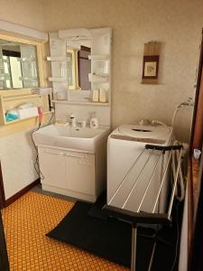 ein kleines Bad mit einem Waschbecken und einem Spiegel in der Unterkunft Guesthouse Hidamari no Yado - Vacation STAY 04353v in Tomi