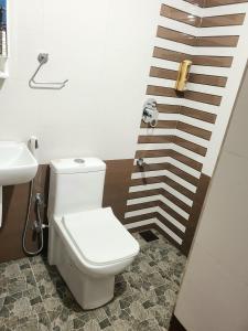 a bathroom with a toilet and a sink at Ben's Villa Kannur ! in Kannur