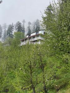 馬拉里的住宿－HimtrekStays Sethan, Heritage House, Manali，树上山顶的房子