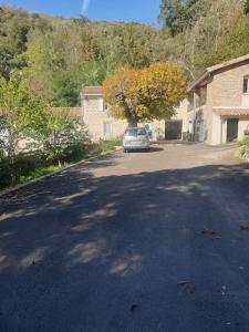 a car parked on the side of a street at spacieux T2 confortable in Saint-Vallier