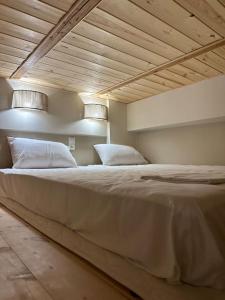 a large bed with two pillows in a room at Harma Apartment in Léntas