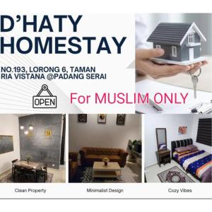 un collage de fotos de una habitación con una casa en D'Haty Homestay, en Padang Serai