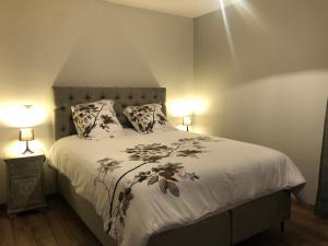 a bedroom with a large bed with two lamps at LE PIC PONCON in Gap