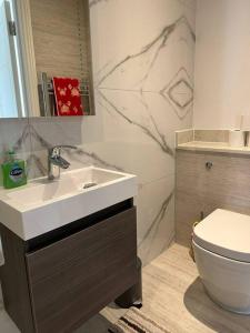 łazienka z umywalką i toaletą w obiekcie Rye Exclusive new apartment w mieście Rye