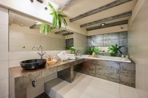 een badkamer met een wastafel en een bad bij Apartamenty By Bogunia in Bielsko-Biala