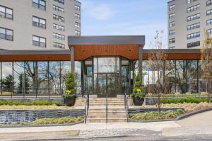 a gazebo in front of a building at Skyline View Furnished 1br Apartment Pool, I Ave in Philadelphia