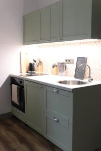 Kuchyň nebo kuchyňský kout v ubytování Apartmán MEZI DUBY