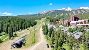an aerial view of a town in the mountains at Trails End Alpine Dream Condo: Ski In/Out, Walk to Town in Breckenridge