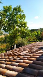 un gran techo de azulejos con un árbol en el fondo en Wilsons, en Torriana