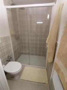 ein Bad mit einem WC und einer Glasdusche in der Unterkunft La casa di Trilly in Sanremo