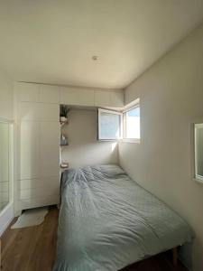a small bedroom with a bed in the corner at Appartement cosy orangerie in Strasbourg