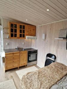 A kitchen or kitchenette at Sjarmerende anneks i Sigerfjord, Vesterålen