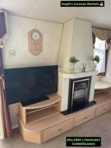 a living room with a tv and a fireplace at WILLERBY LYNDHURST in Lincolnshire