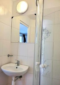 y baño con lavabo y espejo. en Apartman Starý Liskovec, en Brno