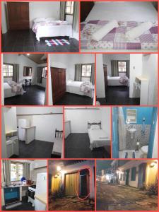 a collage of different pictures of a bedroom at Casinha Centro histórico in Paraty
