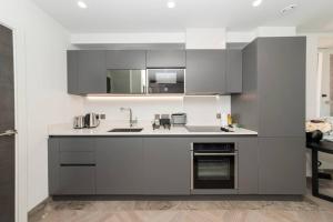 Charming Studio Flat in the Heart of Reading CHRL F1的厨房或小厨房