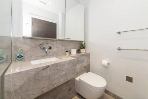 雷丁Charming Studio Flat in the Heart of Reading CHRL F1的配有马桶、水槽和镜子的浴室 更多37张照片