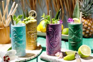 four vases with plants in them on a table at ROBINSON ESQUINZO PLAYA - All Inclusive in Morro del Jable +34 photos