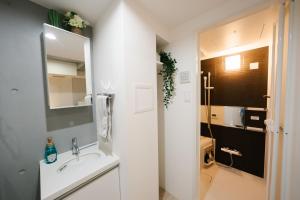 a bathroom with a sink and a mirror at FL Residence Shinjyuku I in Tokyo