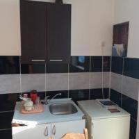 - une cuisine avec un évier et un comptoir dans l'établissement Apartments Avram, à Vršac