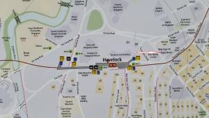 una mappa della città di hyde park di New Cape Inn a Singapore
