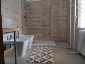 ein Bad mit einem WC und einem Waschbecken in der Unterkunft Alloggio da Massimo in San Leonardo