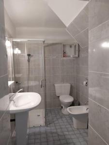 a bathroom with a sink and a toilet and a shower at Cocon calme, 2 pièces Tours proche bord de Loire in Tours