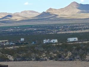 a view of the desert with mountains in the background at Top Camp Sites at Desert Gardens Oasis at Lobo, Texas 