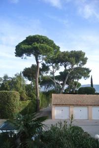 un garaje con un árbol al lado de un edificio en Casa del mare - magnifique appartement vue mer, en La Seyne-sur-Mer