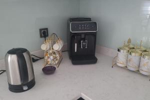 a kitchen with a toaster and a coffee maker at luxury house at mezitli in Mezitli