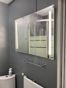 a bathroom with a mirror and a toilet at Appartement tout confort in Limoges