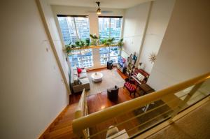 a view of a living room from the top of a building at loft in downtown Vancouver with free parking in Vancouver