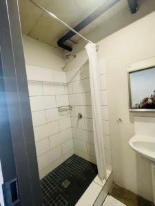 ヨハネスブルグにあるMaboneng Modern Styleのバスルーム(シャワー、シンク付)