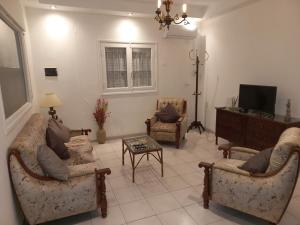 ein Wohnzimmer mit 2 Sofas und einem TV in der Unterkunft DEPARTAMENTO VINTAGE 2 HABITACIONES 2 BAÑOS LiVING COMEDOR COCINA A 2 CUADRAS PEATONAL CENTRO SAN JUAN in San Juan