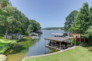 a view of a river with boats on the water at Waterfront Lake Hamilton Getaway with Boat Ramp! in Hot Springs
