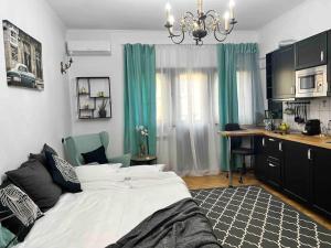 Katil atau katil-katil dalam bilik di Studio Villa Floreasca