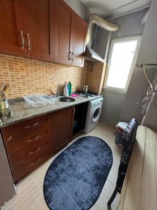 a small kitchen with a sink and a dishwasher at kadıköy rıhtımda özel odalar in Istanbul