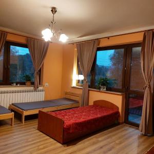 een slaapkamer met een bed en een raam bij Wsi spokojna...Jura in Siamoszyce