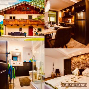 kolaż zdjęć kuchni i domu w obiekcie Mountain Lodge w mieście Neukirchen am Großvenediger