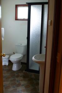 a bathroom with a toilet and a sink at Antucalhue Mountain Resort in Antuco +75 photos