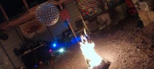 an overhead view of a fire show at night at Painted Desert Wellness Retreat in Pinta
