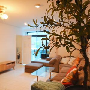 a living room with a couch and a glass table at Brooklyn Gem, 3-Bed Retreat , Relocation & Business Stay - Zen Living Short Term Rental in Brooklyn