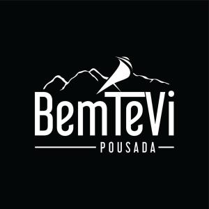 ein Logo für ein Resort mit einem Vogel, der über die Berge fliegt in der Unterkunft Pousada Bem te vi in Bragança Paulista