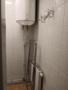 een badkamer met een watertank aan de muur bij Ekonominės klasės butas Kėdainiuose in Kėdainiai