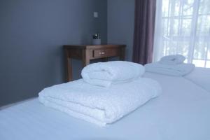 Een bed of bedden in een kamer bij Kijivu suites3 Mateves 2-1 Bedroom Apartment
