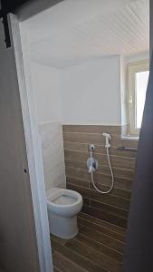 a bathroom with a toilet and a shower at VeraHouse in Palermo +8 photos